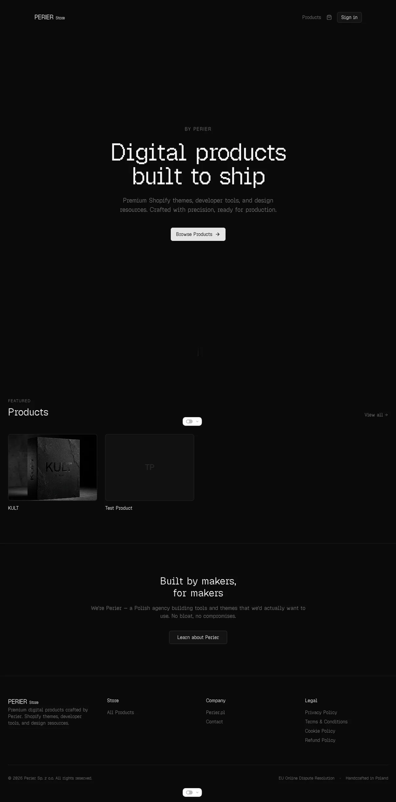 Perier Store digital products MedusaJS shop